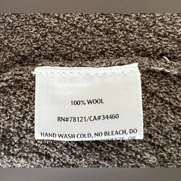 Eileen Fisher crop 100% wool Cardigan Open Front Sweater draped Brown Size PP - Picture 6 of 6